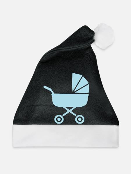 Blauer Kinderwagen Baby Geburt Geschenk - Weihnachtsmütze - Schwarz/Weiß