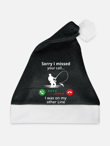 lustiges Angelgeschenk für Fischer - Weihnachtsmütze - Schwarz/Weiß - Vorne
