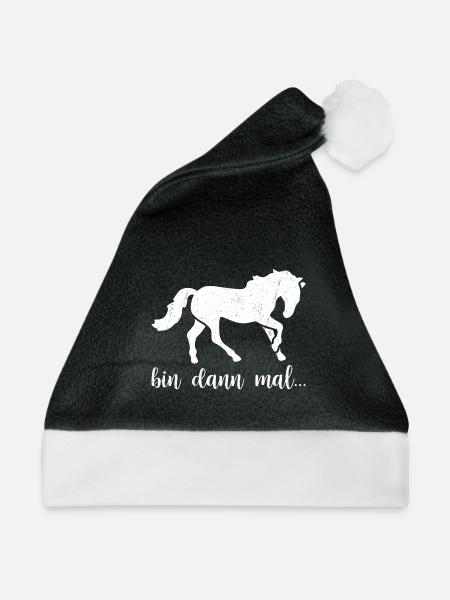 Pferd Reiten Hobby Spruch Geschenk Geschenkidee - Weihnachtsmütze - Schwarz/Weiß - Vorne