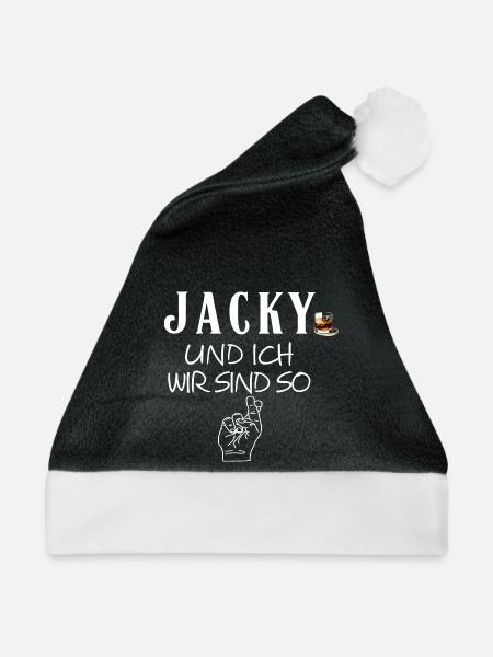 Jacky und ich wir sind so Whisky Fan Geschenkidee - Weihnachtsmütze - Schwarz/Weiß - Vorne