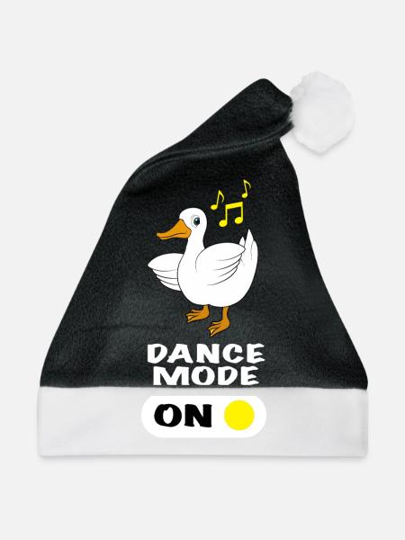 Ente tanzen Spruch Dance Mode On - Weihnachtsmütze - Schwarz/Weiß - Vorne