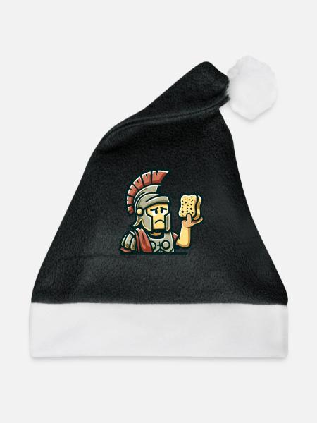 Lustiger Schwamm, Römische Geschichte, Badezimmer - Weihnachtsmütze - Schwarz/Weiß - Vorne