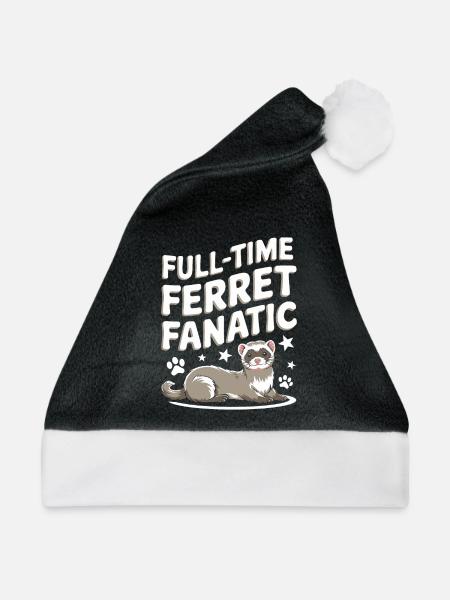 Frettchenbesitzer, Frettchenliebhaber, Süßes - Weihnachtsmütze - Schwarz/Weiß - Vorne