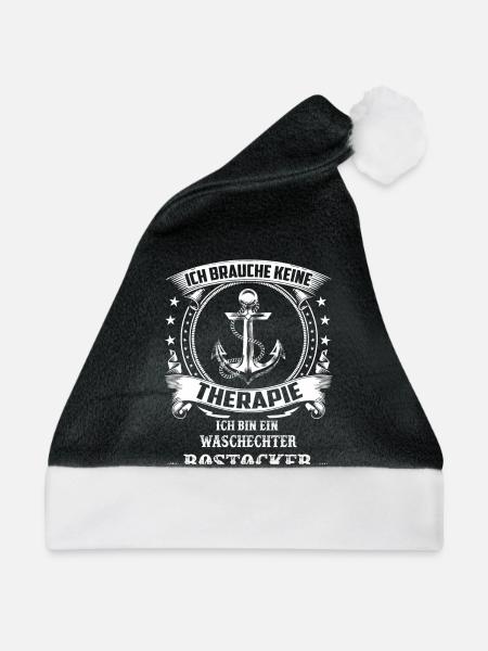 keine Therapie ich bin ein waschechter Rostocker - Weihnachtsmütze - Schwarz/Weiß