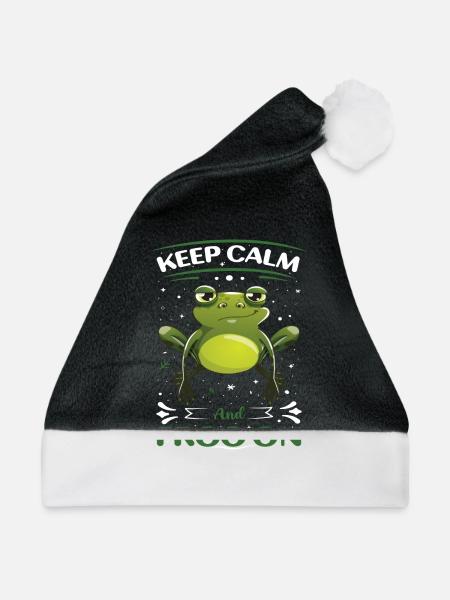 Keep Calm and Frog on - Weihnachtsmütze - Schwarz/Weiß