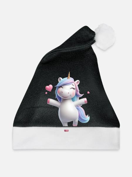 Einhorn 1 - Weihnachtsmütze - Schwarz/Weiß