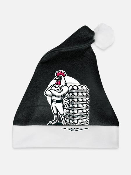 Lustiger lokaler Eierhändler Hühnerdesign - Weihnachtsmütze - Schwarz/Weiß