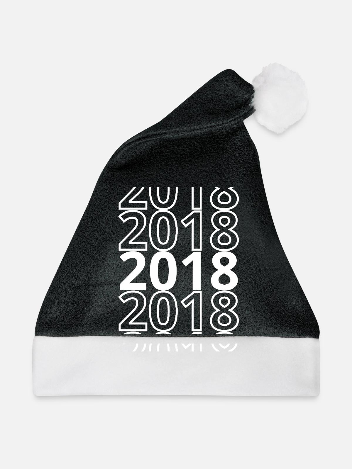 2018 2018 2018 - Weihnachtsmütze - Schwarz/Weiß - Vorne