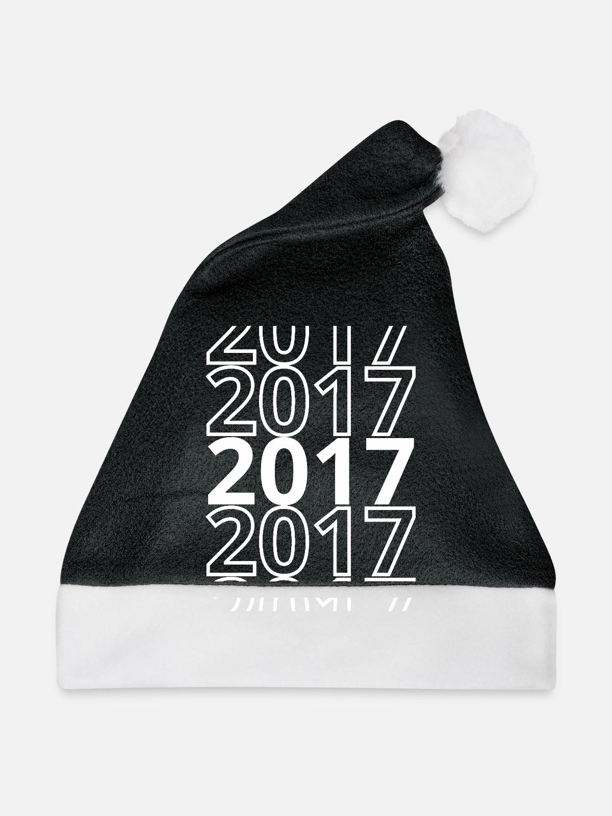 2017 2017 2017 - Weihnachtsmütze - Schwarz/Weiß - Vorne