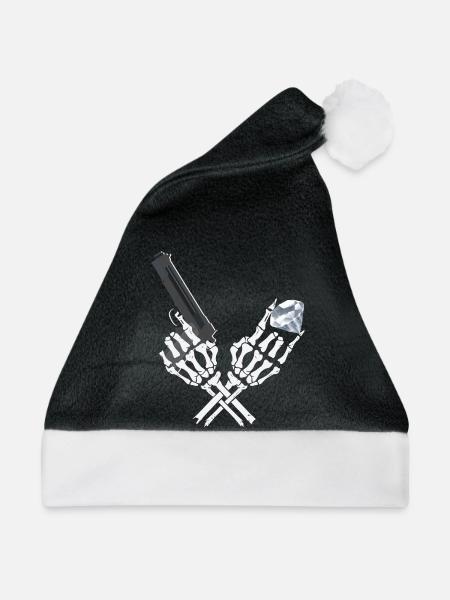 Gangster Skelett - Weihnachtsmütze - Schwarz/Weiß - Vorne
