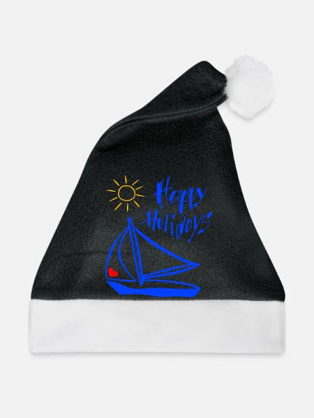 Segelboot, maritim - Weihnachtsmütze - Schwarz/Weiß