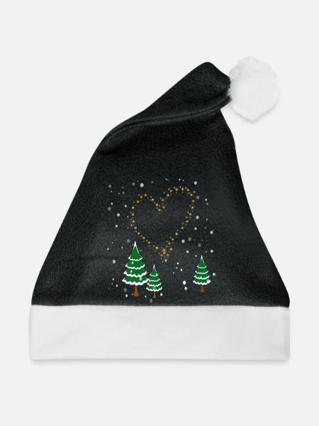 Winterwald Herz Sterne - Weihnachtsmütze - Schwarz/Weiß - Vorne