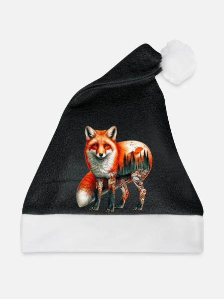 Fuchs - Weihnachtsmütze - Schwarz/Weiß