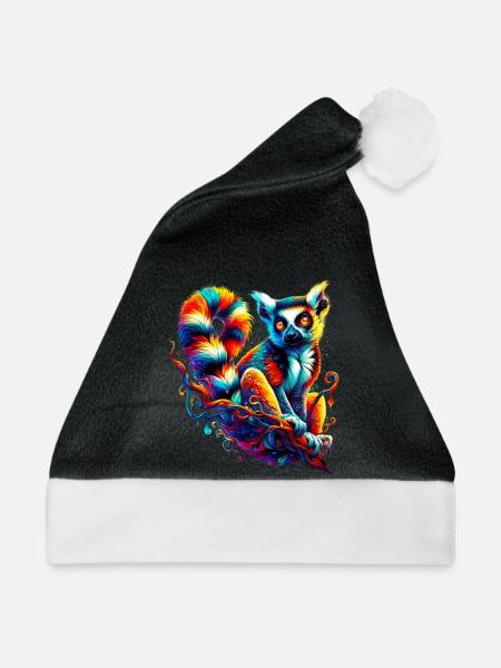 Lemur - Weihnachtsmütze - Schwarz/Weiß