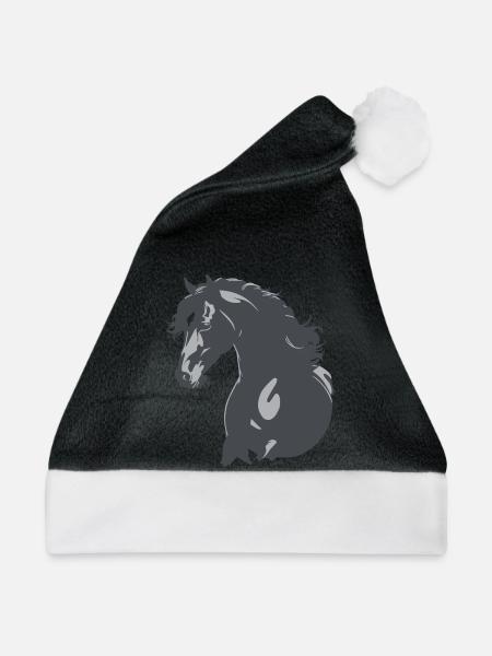 Rappe Pferd Silhouette - Weihnachtsmütze - Schwarz/Weiß