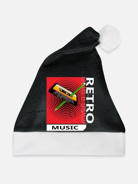Retro-Musik - Weihnachtsmütze - Schwarz/Weiß - Vorne