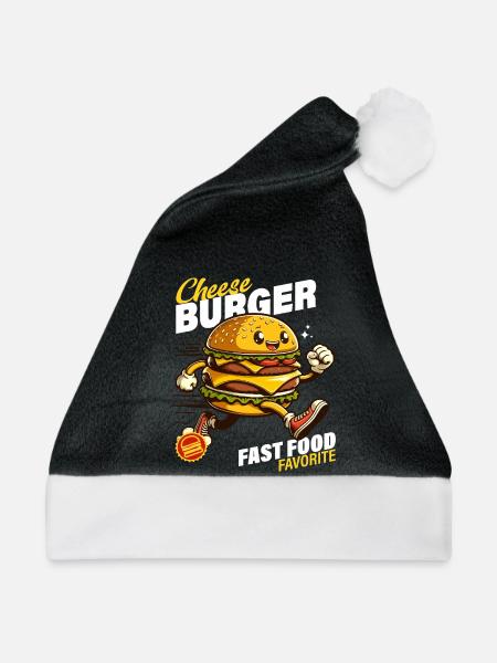 Animierter Sprint Cheeseburger - Weihnachtsmütze - Schwarz/Weiß