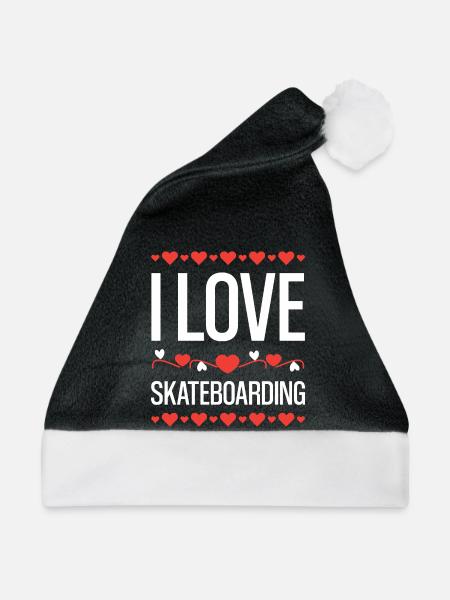 Ich liebe Skateboarding - Weihnachtsmütze - Schwarz/Weiß - Vorne
