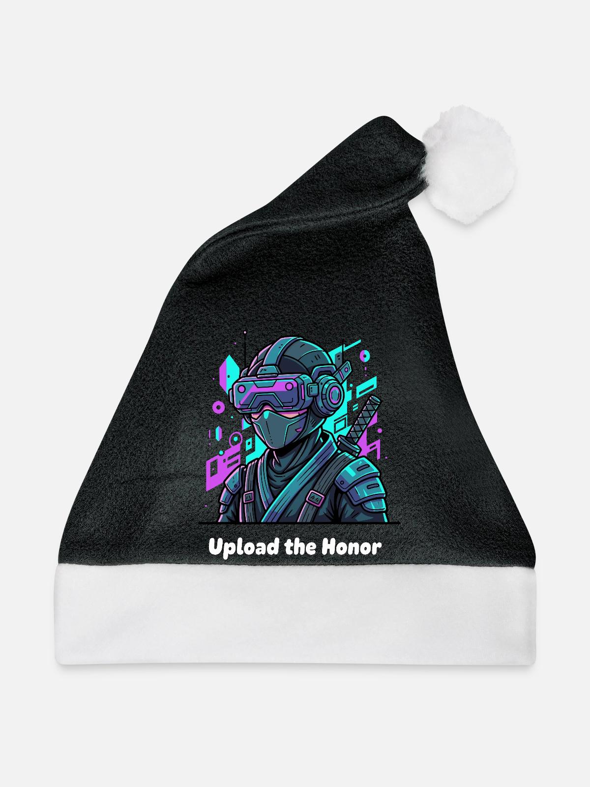 Cyber Ninja VR Krieger - Weihnachtsmütze - Schwarz/Weiß - Vorne