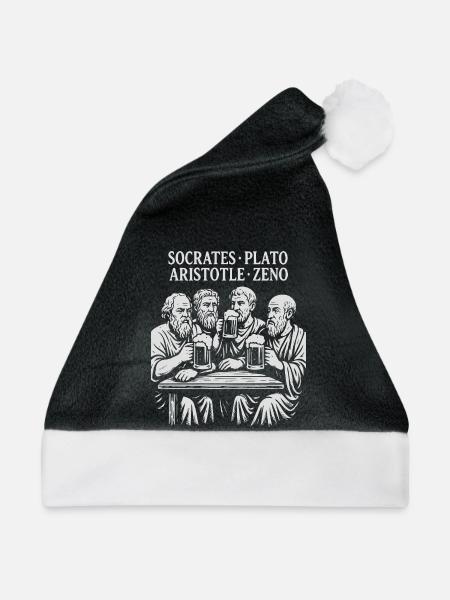 Philosophen, die in Schwarzweiß anstoßen - Weihnachtsmütze - Schwarz/Weiß - Vorne