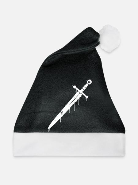 Ritter Schwert Graffiti Mittelalter - Weihnachtsmütze - Schwarz/Weiß