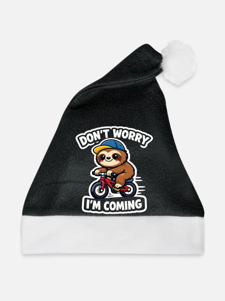 Faultier Kawaii Fahrrad Geschenk Niedlich - Weihnachtsmütze - Schwarz/Weiß