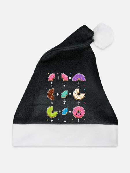 Donut Brüche Mathe Lernen mit Humor - Weihnachtsmütze - Schwarz/Weiß - Vorne