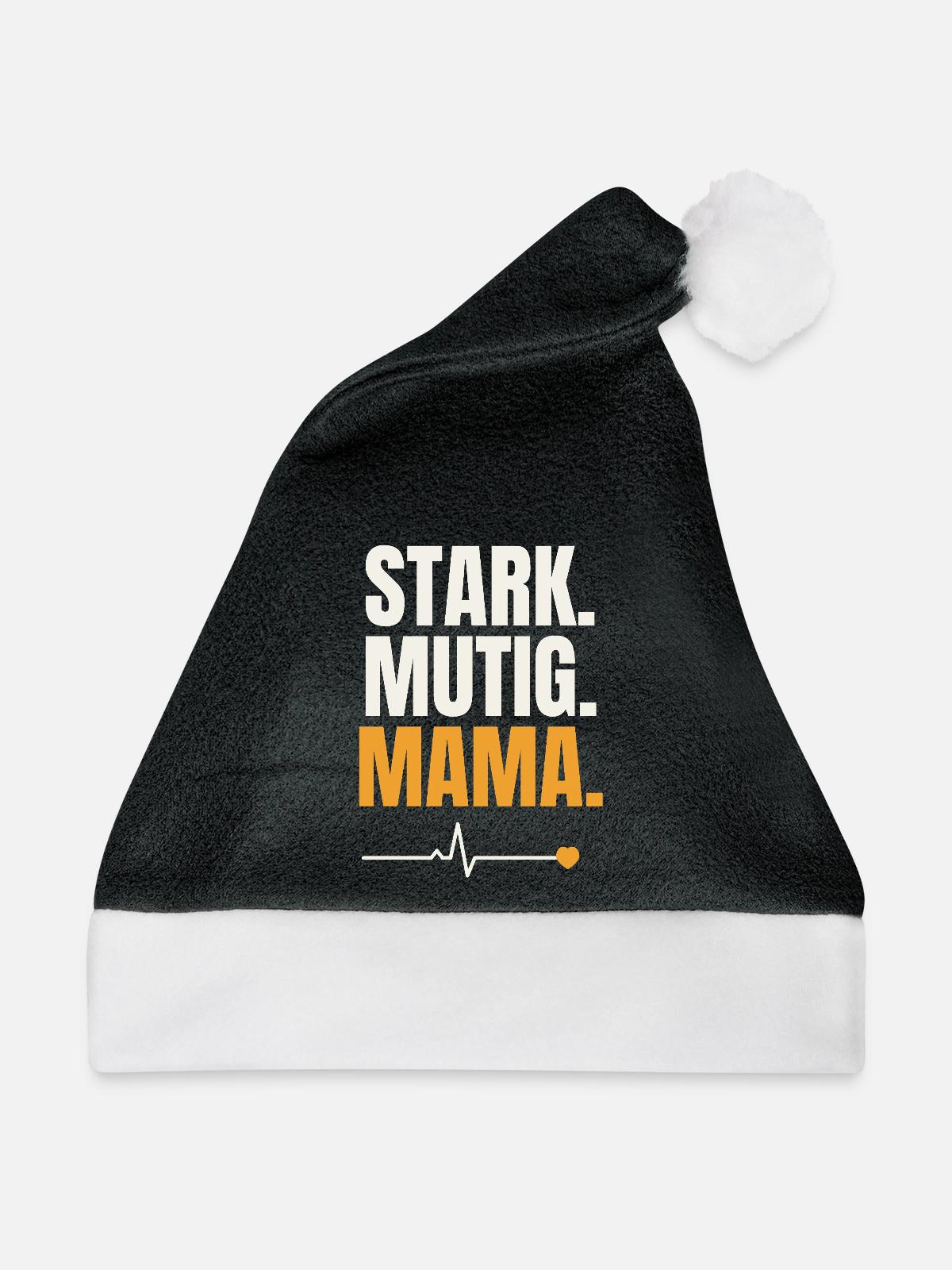 Stark Mutig Mama - Weihnachtsmütze - Schwarz/Weiß - Vorne