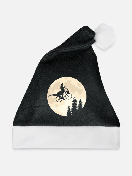 Dino Fahrrad Mond Vintage - Weihnachtsmütze - Schwarz/Weiß