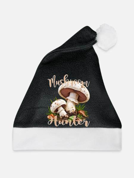 Pilz Champignon - Weihnachtsmütze - Schwarz/Weiß - Vorne