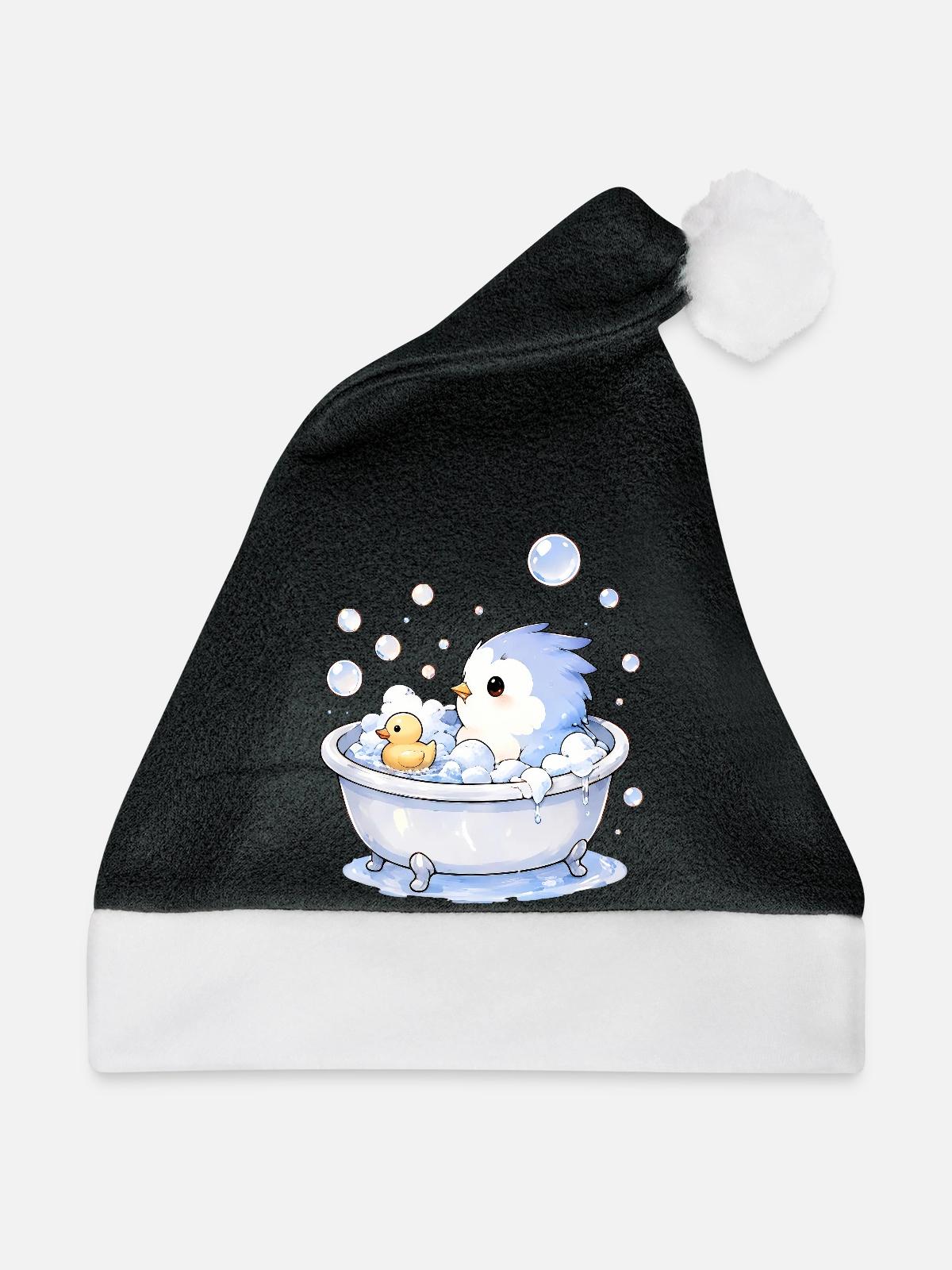 Pieps badet - Weihnachtsmütze - Schwarz/Weiß - Vorne