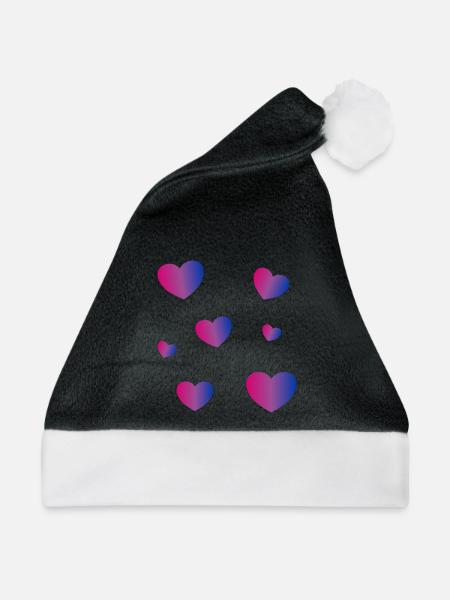 Bi Pride Herzen - Weihnachtsmütze - Schwarz/Weiß
