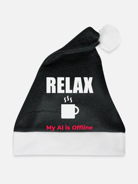 Offline KI Relax Coffee - Weihnachtsmütze - Schwarz/Weiß