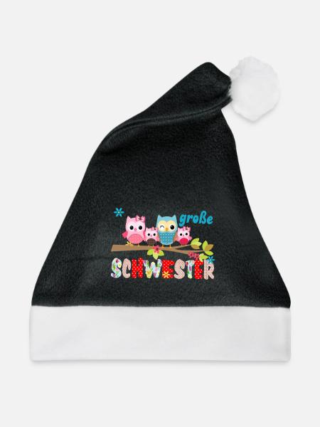große Schwester Vogelfamilie - Weihnachtsmütze - Schwarz/Weiß