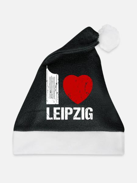 I love Leipzig Skyline Hochhaus Stadt Leipzig - Weihnachtsmütze - Schwarz/Weiß - Vorne