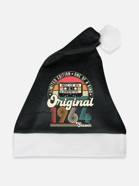 Original 1964 Retro Vintage Jahrgang Geburtstag - Weihnachtsmütze - Schwarz/Weiß