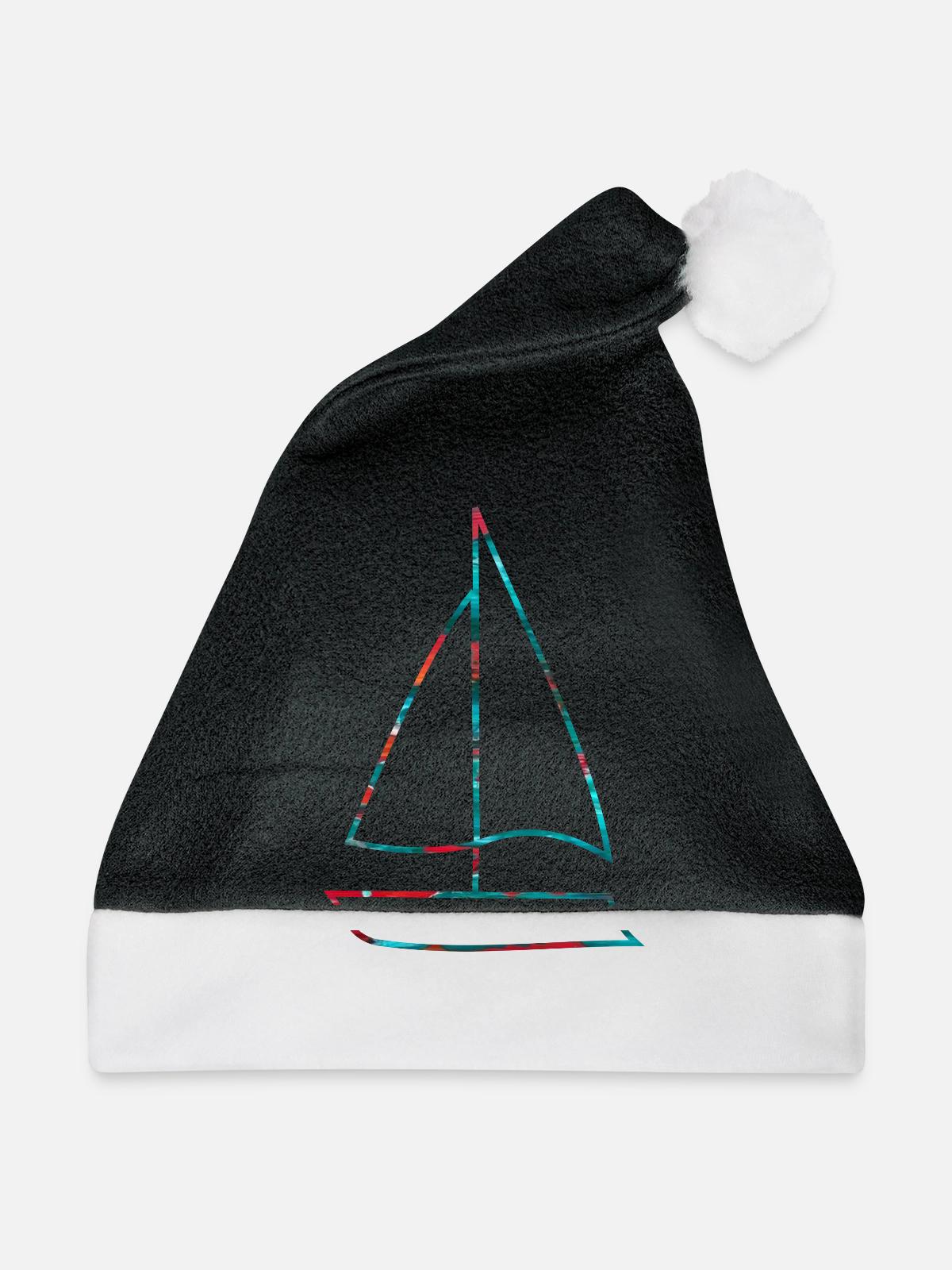 Boot Segelboot - Weihnachtsmütze - Schwarz/Weiß - Vorne