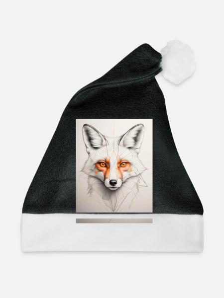 Geometrischer Fuchs - Weihnachtsmütze - Schwarz/Weiß