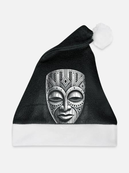 Maske - Weihnachtsmütze - Schwarz/Weiß - Vorne
