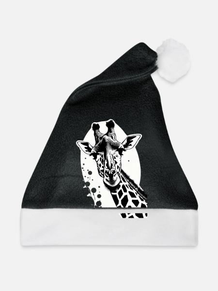 Giraffe im Tattoo Style - Weihnachtsmütze - Schwarz/Weiß