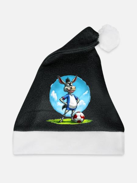 Fussball Esel - Weihnachtsmütze - Schwarz/Weiß