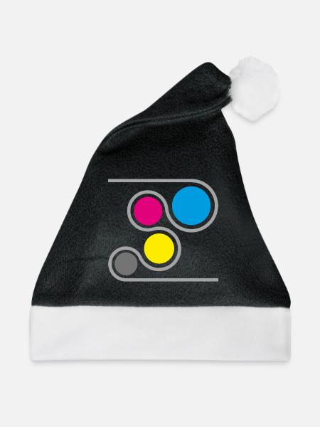 Drucker CMYK Grafik - Weihnachtsmütze - Schwarz/Weiß - Vorne
