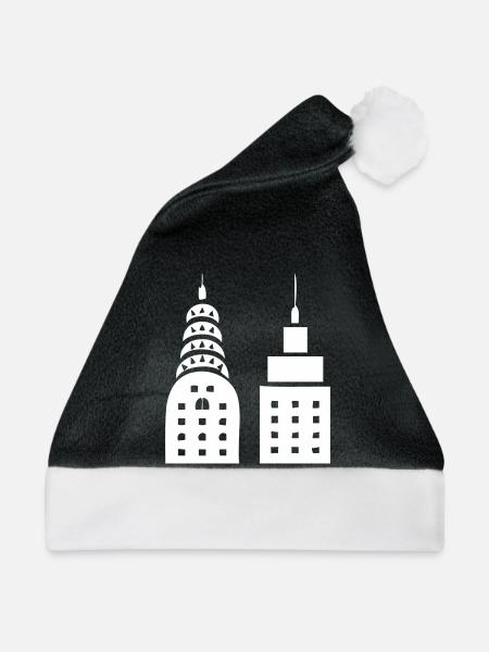 Wolkenkratzer Hochhaus Hochhäuser - Weihnachtsmütze - Schwarz/Weiß - Vorne