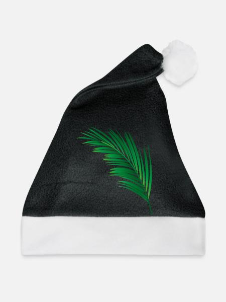 einzelnes grünes Palmenblatt - Weihnachtsmütze - Schwarz/Weiß