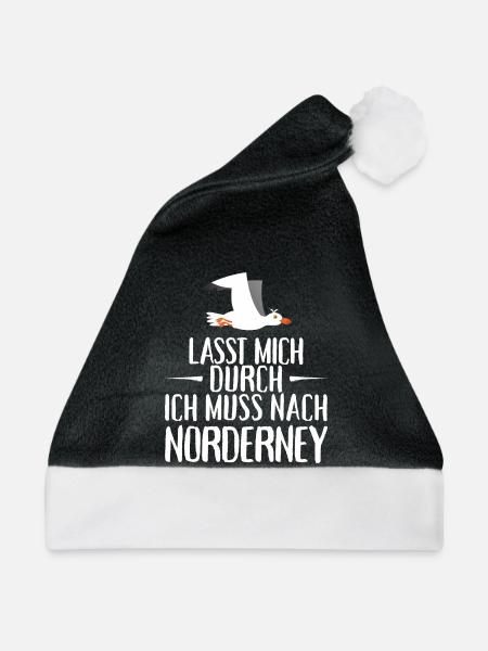 Lasst mich durch ich muss nach Norderney Möwe - Weihnachtsmütze - Schwarz/Weiß - Vorne