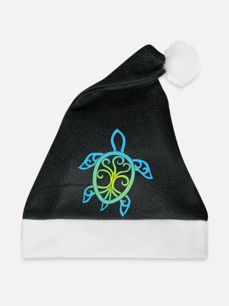 Blaue und gelbe Meeresschildkröten-Symbol - Weihnachtsmütze - Schwarz/Weiß