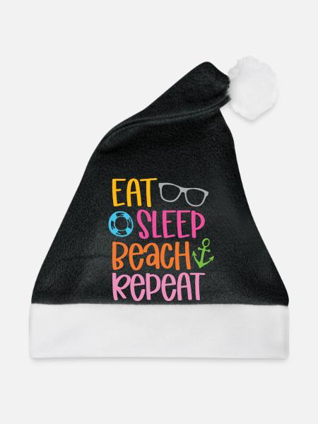 Eat Sleep Beach Repeat - Weihnachtsmütze - Schwarz/Weiß