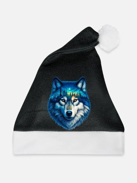 Wolf - Weihnachtsmütze - Schwarz/Weiß
