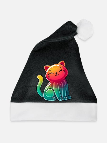 Katze - Weihnachtsmütze - Schwarz/Weiß