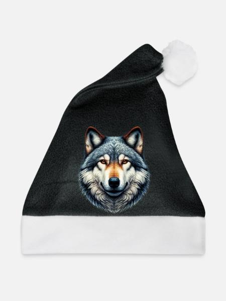 Wolf - Weihnachtsmütze - Schwarz/Weiß